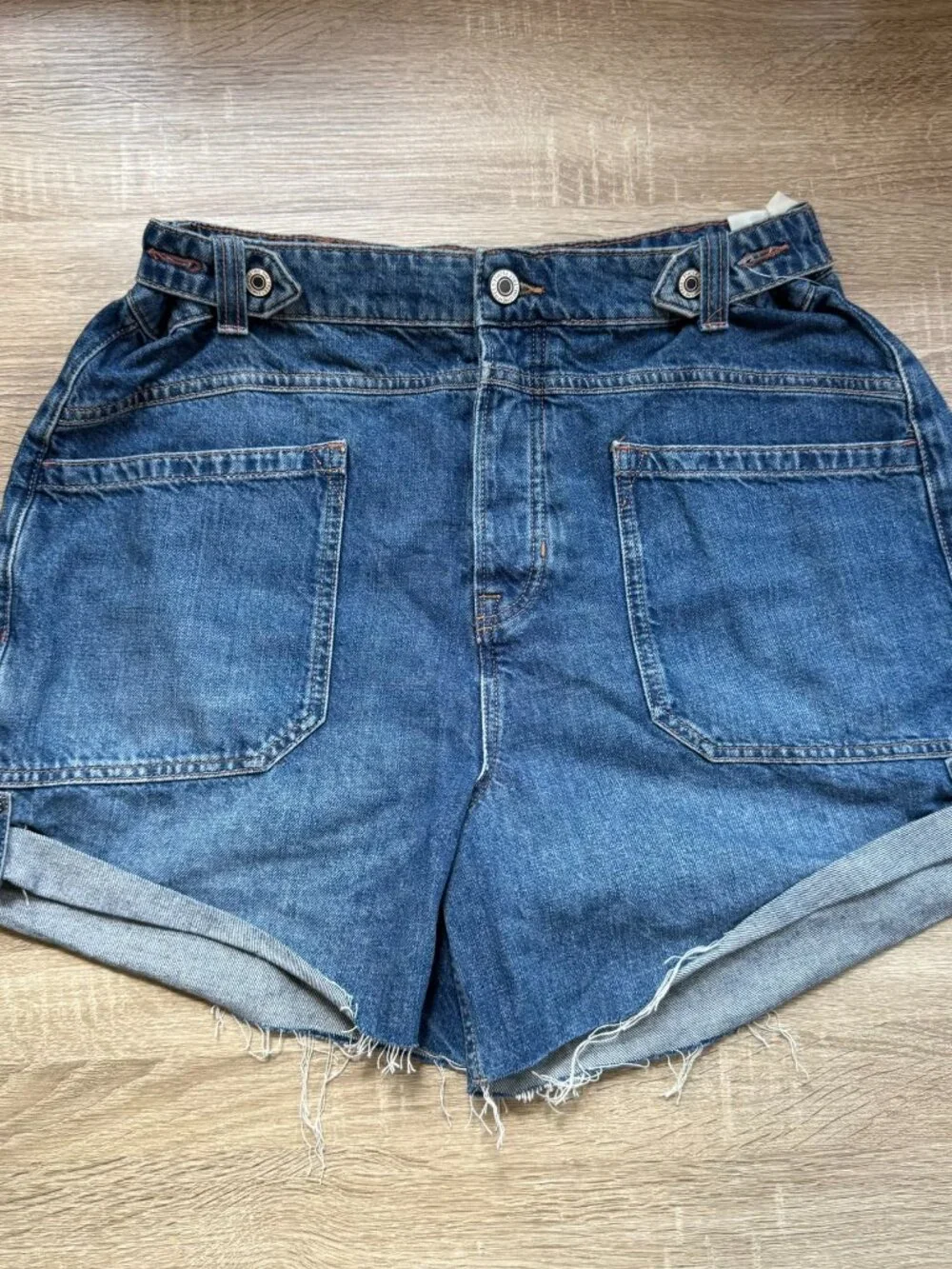 NWT Free People We The Free Palmer Cuffed Jean Shorts Blue 31